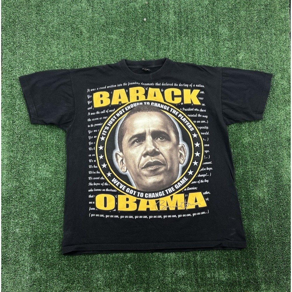 Vintage Barack Obama All Over Print Rap Tee Size 2XL Cotton Heritage AOP
